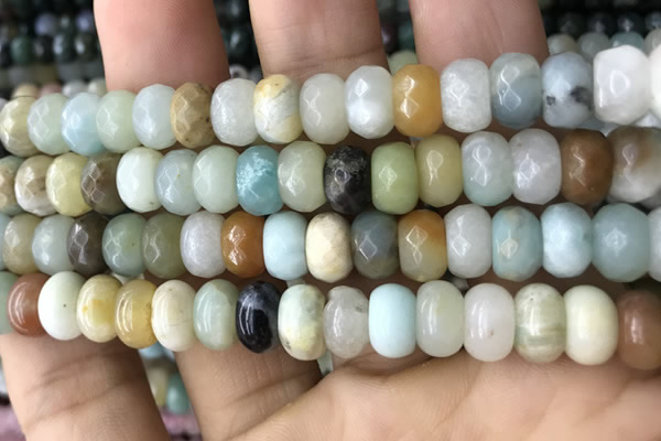 CRB5164 15.5 inches 5*8mm faceted rondelle amazonite beads wholesale