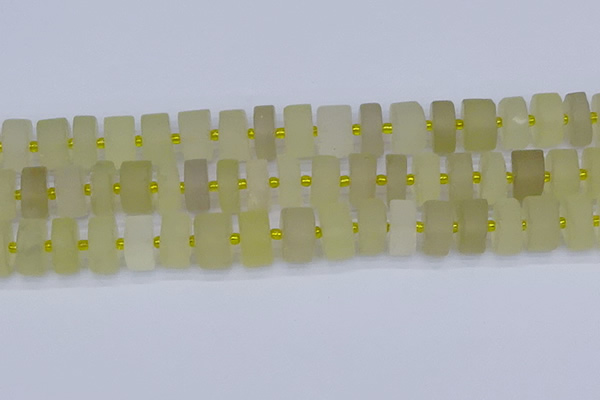 CRB521 15.5 inches 7*14mm tyre matte lemon quartz beads