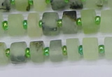 CRB524 15.5 inches 5*8mm tyre matte green rutilated quartz beads