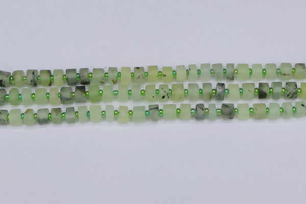 CRB524 15.5 inches 5*8mm tyre matte green rutilated quartz beads