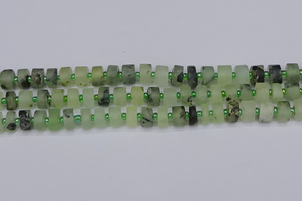 CRB525 15.5 inches 6*10mm tyre matte green rutilated quartz beads