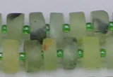 CRB526 15.5 inches 6*12mm tyre matte green rutilated quartz beads