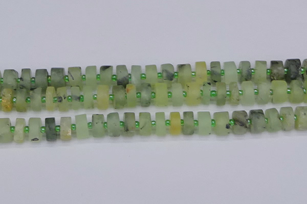 CRB526 15.5 inches 6*12mm tyre matte green rutilated quartz beads