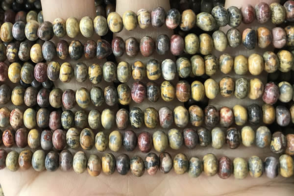 CRB5305 15.5 inches 4*6mm rondelle leopard skin jasper beads wholesale