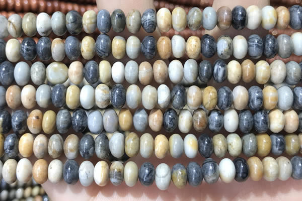 CRB5308 15.5 inches 4*6mm rondelle black picasso jasper beads