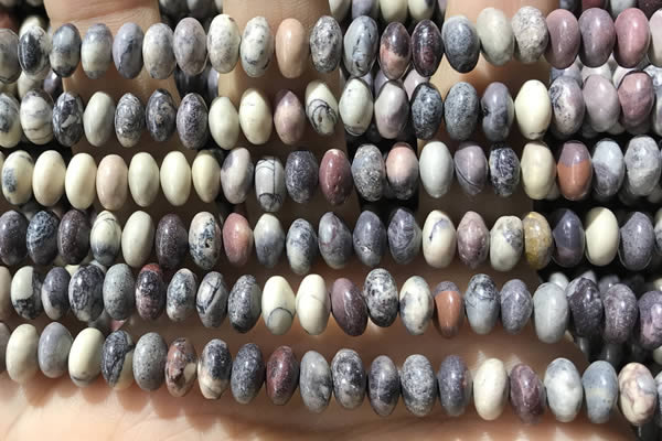 CRB5341 15.5 inches 5*8mm rondelle purple striped jasper beads