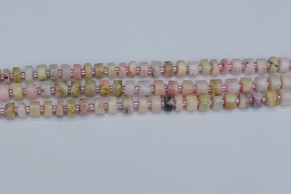 CRB542 15.5 inches 5*8mm tyre natural pink opal gemstone beads