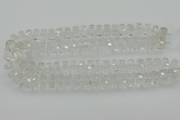 CRB549 15.5 inches 6*10mm faceted rondelle white crystal beads