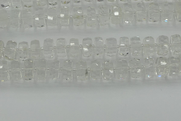 CRB553 15.5 inches 8*18mm faceted rondelle white crystal beads