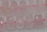 CRB557 15.5 inches 6*10mm faceted rondelle rose quartz beads