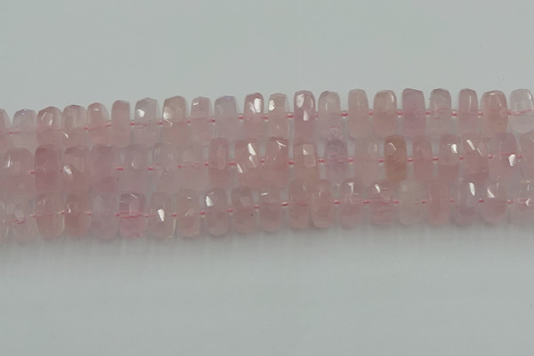 CRB559 15.5 inches 8*14mm faceted rondelle rose quartz beads