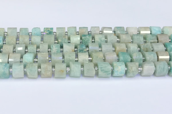 CRB5608 15.5 inches 7mm - 8mm faceted tyre amazonite beads