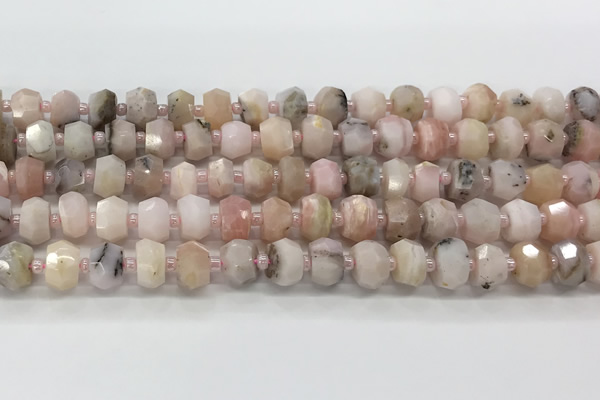 CRB5653 15.5 inches 5*8mm-6*10mm faceted rondelle pink opal beads wholesale