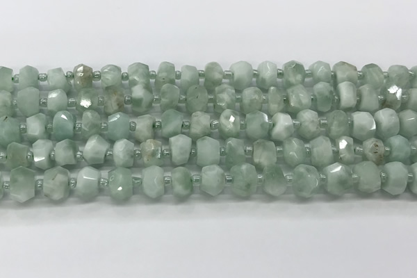 CRB5654 15.5 inches 5*8mm-6*10mm faceted rondelle green angel skin beads wholesale