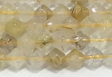 CRB5689 15 inches 4*4mm gold rutilated beads wholesale