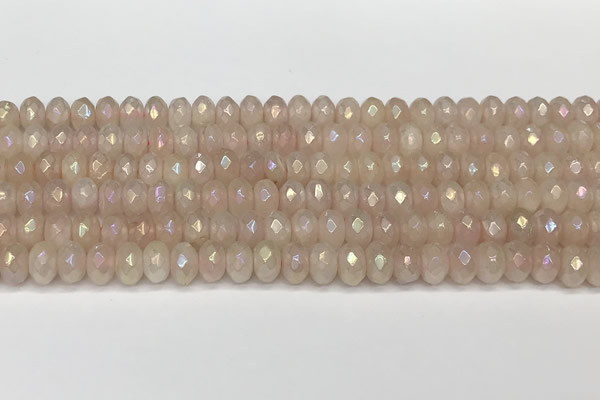 CRB5701 15 inches 5*8mm faceted rondelle AB-color rose quartz beads