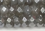 CRB5703 15 inches 5*8mm faceted rondelle AB-color grey agate beads