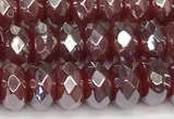 CRB5709 15 inches 5*8mm faceted rondelle AB-color red agate beads