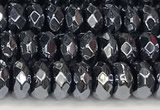 CRB5712 15 inches 5*8mm faceted rondelle AB-color black agate beads