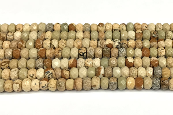 CRB5802 15 inches 4*6mm, 5*8mm, 6*10mm faceted rondelle picture jasper beads