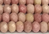 CRB5807 15 inches 4*6mm, 5*8mm faceted rondelle pink wooden jasper beads