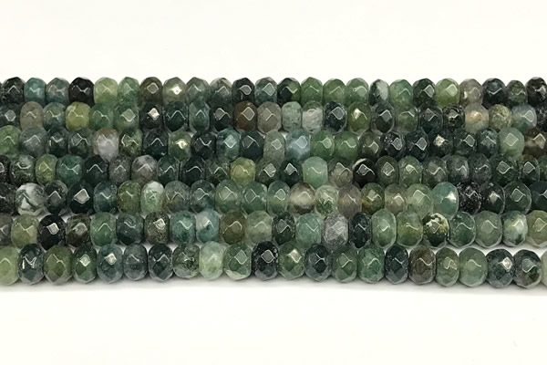 CRB5817 15 inches 4*6mm, 5*8mm faceted rondelle moss agate beads