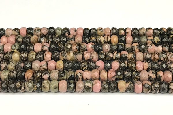 CRB5824 15 inches 4*6mm, 5*8mm, 6*10mm faceted rondelle rhodonite beads