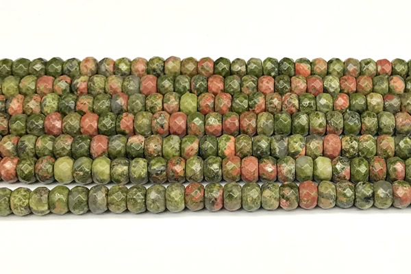 CRB5827 15 inches 4*6mm, 5*8mm faceted rondelle unakite beads