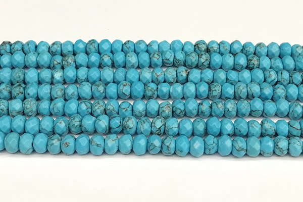 CRB5828 15 inches 4*6mm, 5*8mm faceted rondelle imitation turquoise beads