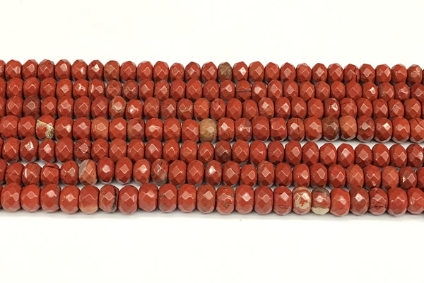 CRB5830 15 inches 4*6mm, 5*8mm faceted rondelle red jasper beads