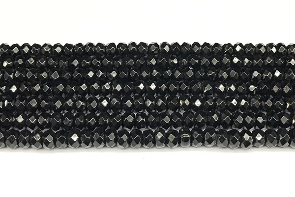 CRB5834 15 inches 4*6mm, 5*8mm faceted rondelle black agate beads