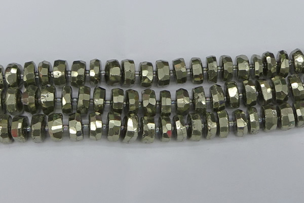 CRB600 15.5 inches 8*16mm faceted rondelle pyrite beads