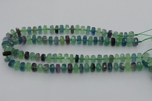 CRB614 15.5 inches 6*10mm faceted rondelle fluorite beads