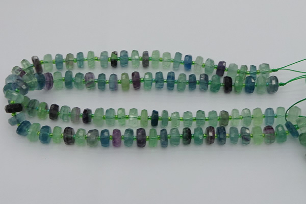 CRB615 15.5 inches 7*12mm faceted rondelle fluorite beads