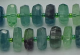 CRB616 15.5 inches 8*14mm faceted rondelle fluorite beads