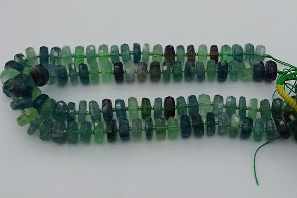 CRB617 15.5 inches 8*16mm faceted rondelle fluorite beads