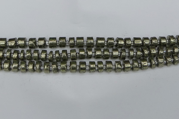 CRB625 15.5 inches 6*10mm tyre pyrite gemstone beads