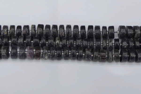 CRB635 15.5 inches 8*16mm tyre charoite gemstone beads