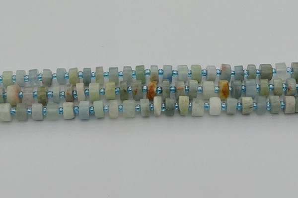 CRB645 15.5 inches 5*8mm tyre aquamarine gemstone beads