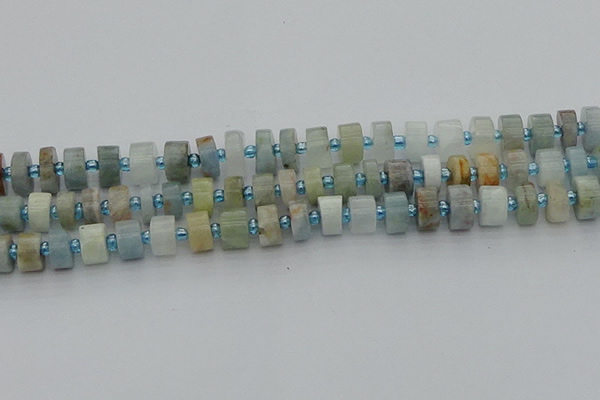 CRB646 15.5 inches 6*10mm tyre aquamarine gemstone beads