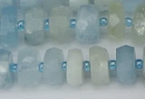 CRB802 15.5 inches 6*10mm faceted rondelle aquamarine beads