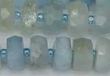 CRB803 15.5 inches 7*12mm faceted rondelle aquamarine beads