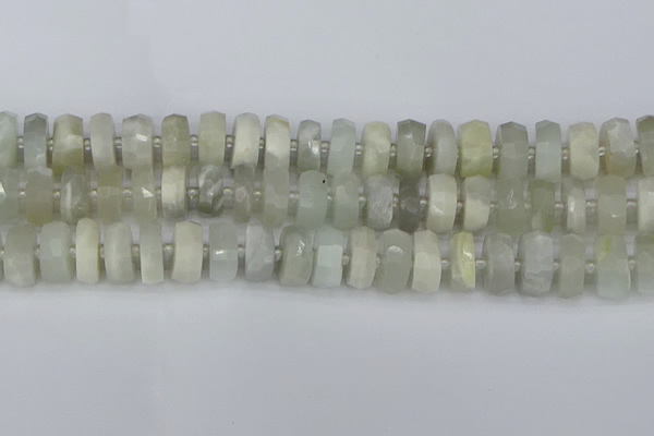 CRB812 15.5 inches 8*14mm faceted rondelle grey moonstone beads