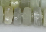 CRB814 15.5 inches 8*18mm faceted rondelle grey moonstone beads