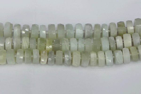 CRB814 15.5 inches 8*18mm faceted rondelle grey moonstone beads