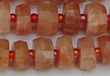 CRB818 15.5 inches 6*10mm faceted rondelle orange moonstone beads