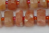 CRB819 15.5 inches 7*12mm faceted rondelle orange moonstone beads