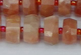 CRB820 15.5 inches 8*14mm faceted rondelle orange moonstone beads