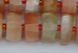 CRB822 15.5 inches 8*18mm faceted rondelle orange moonstone beads