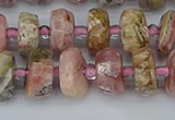 CRB834 15.5 inches 6*10mm faceted rondelle rhodochrosite beads